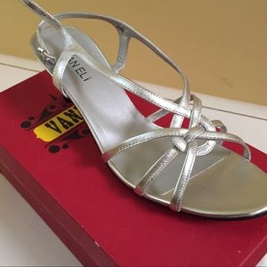 Brand New Vaneli Silver Kitten Heels